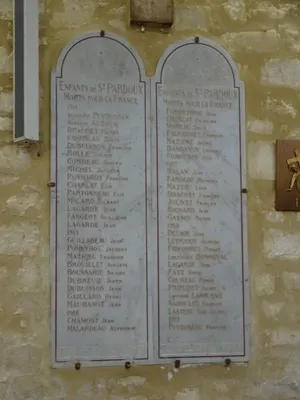 Plaque aux Morts de l'Église Saint-Pardoux-la-RivièreSaint-Pardoux de 